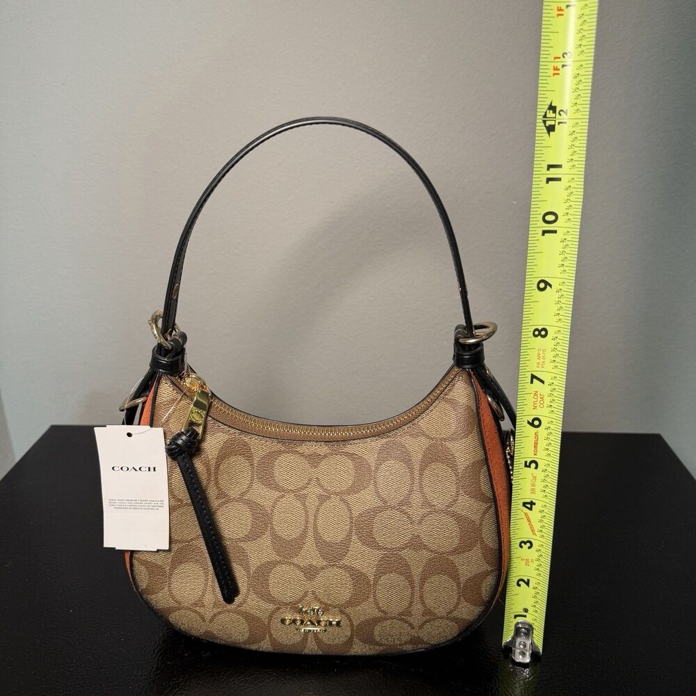 NWT Coach Signature Suede Kleo Hobo Shoulder Bag W/ Crossbody Strap Brown Logo - Picture 11 of 12
